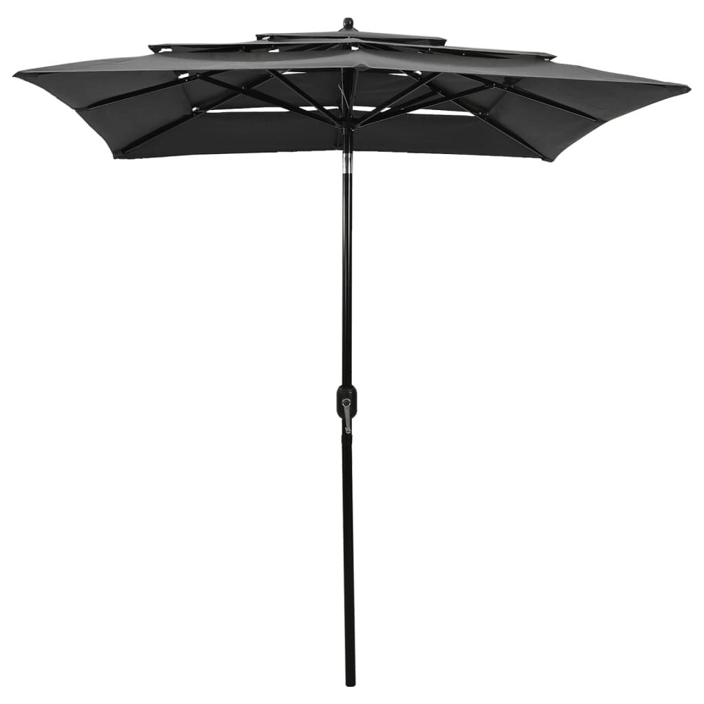 vidaXL Parasol Antraciet 2x2m Aluminium Paal - 3 Lagen & 34% Korting