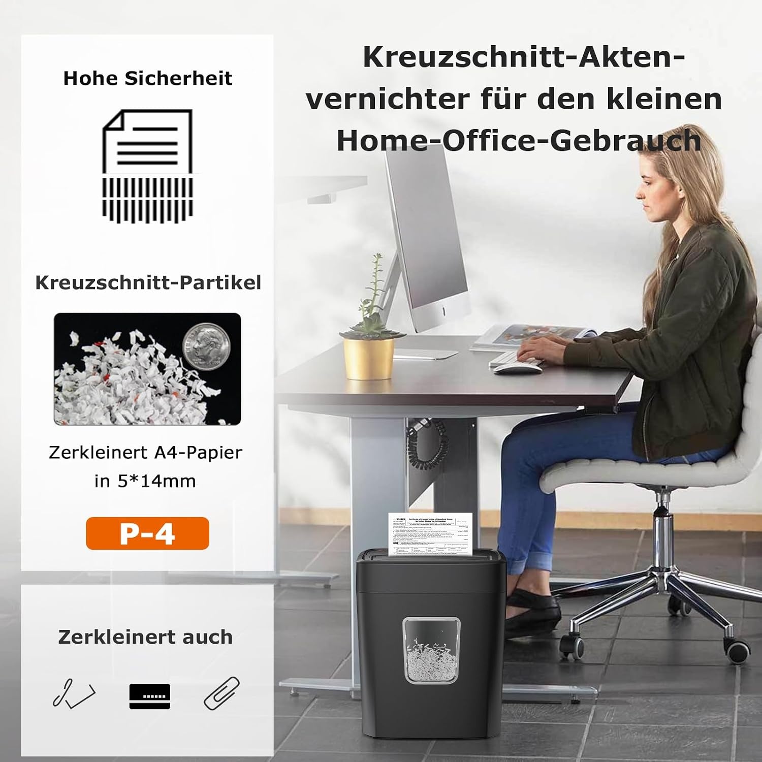 Bonsaii C261-C Papierversnipperaar P-4 Cross-Cut 16L Zwart - 33% Korting