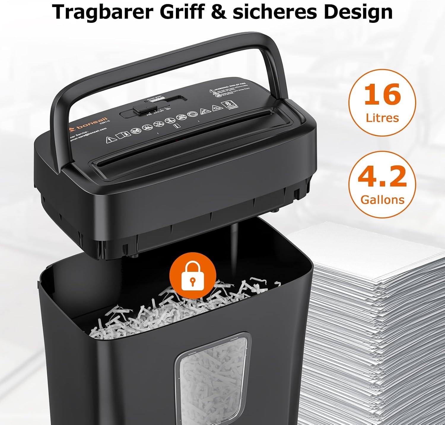 Bonsaii C261-C Papierversnipperaar P-4 Cross-Cut 16L Zwart - 33% Korting