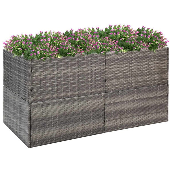 Plantenbak polyrattan grijs 157x80x80 cm - 35% Korting