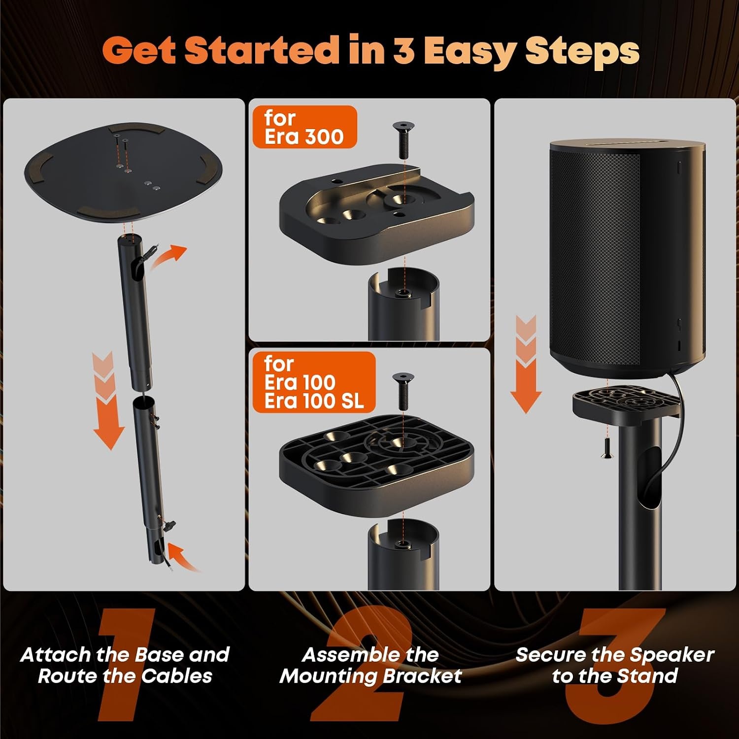 2x Zwarte Speaker Stands voor Sonos Era 100/300 - 34% Korting