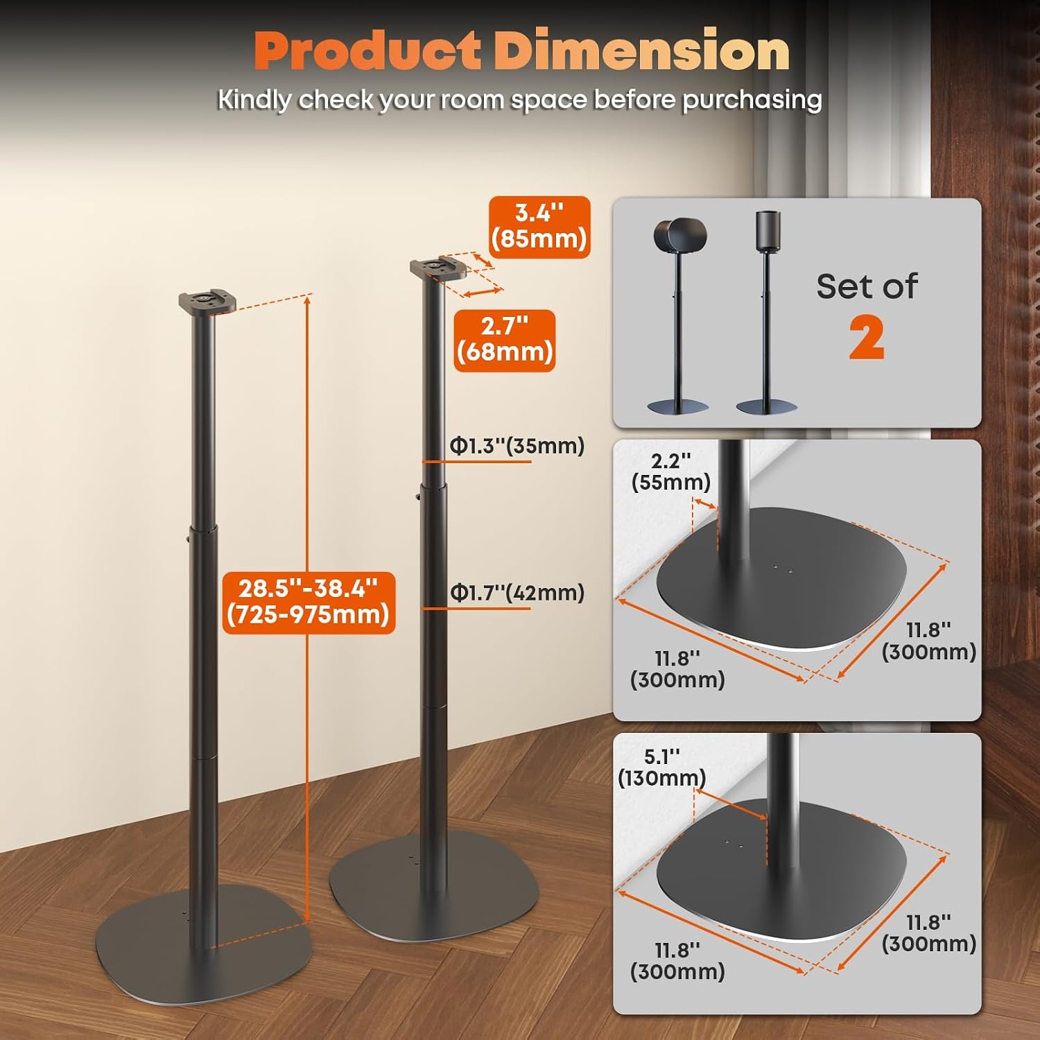 2x Zwarte Speaker Stands voor Sonos Era 100/300 - 34% Korting