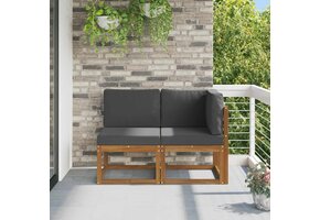 vidaXL Outdoor Salon Set Natuurlijk/Antraciet - 54% Korting
