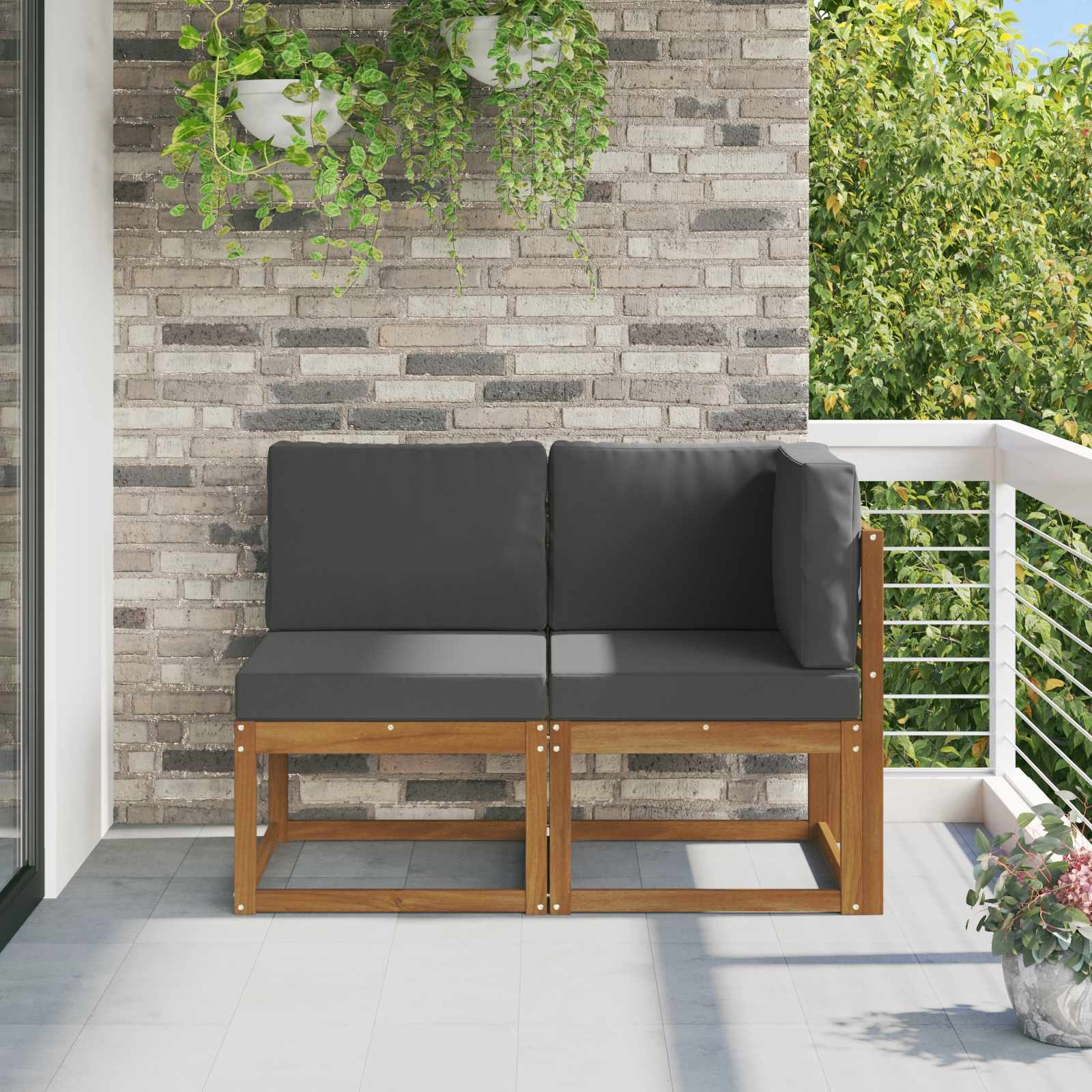 vidaXL Outdoor Midden- en Hoeksalon 2 Stuk Natuurlijk en Antraciet