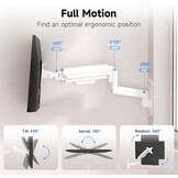 suptek VESA 75/100 Wandhouder voor 13-32 inch led-/LCD/tv-scherm tot 9 kg, monitorhouder met volledig instelbare gasveer, in hoogte verstelbaar, kantelbaar en draaibaar (Wit, Large)