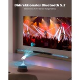 VGKE Mini-beamer met Android-app, 3D TOF-autofocus, automatische trapeziumcorrectie, 16000 lumen, Full HD, 4K-ondersteuning, wifi6, bluetooth, draagbare projector voor outdoor/mobiele telefoon/laptop