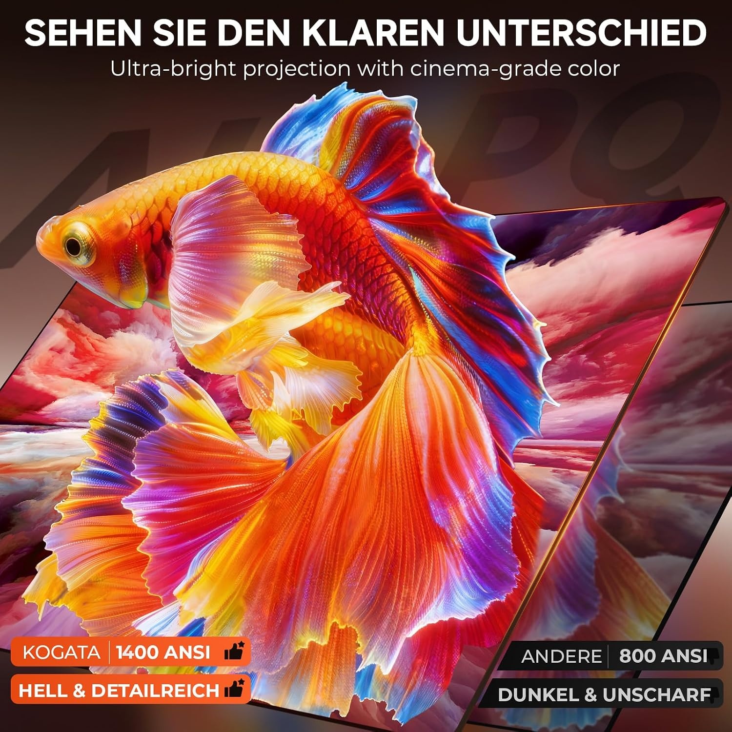 Intelligente 4K-projector met VIDAA, compatibel met Netflix-app, Dolby audio en HDR10+, KOGATA originele AirPlay, autofocus, 6D-keystone, WiFi 6 en Bluetooth, thuisbioscoopprojector
