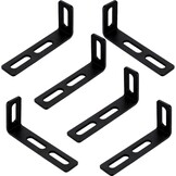 Verstelbare hoekhouder met 3 lange sleuven, 6 stuks L-vormige zwart, 90 graden metalen hoekverbindingen, robuuste houders voor meubelmontage, 110 x 50 x 24 mm/3,5 mm dikte