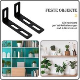 Verstelbare hoekhouder met 3 lange sleuven, 6 stuks L-vormige zwart, 90 graden metalen hoekverbindingen, robuuste houders voor meubelmontage, 110 x 50 x 24 mm/3,5 mm dikte