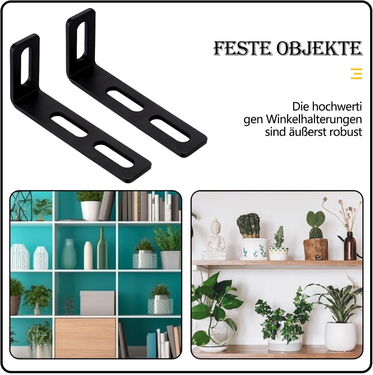 Verstelbare hoekhouder met 3 lange sleuven, 6 stuks L-vormige zwart, 90 graden metalen hoekverbindingen, robuuste houders voor meubelmontage, 110 x 50 x 24 mm/3,5 mm dikte