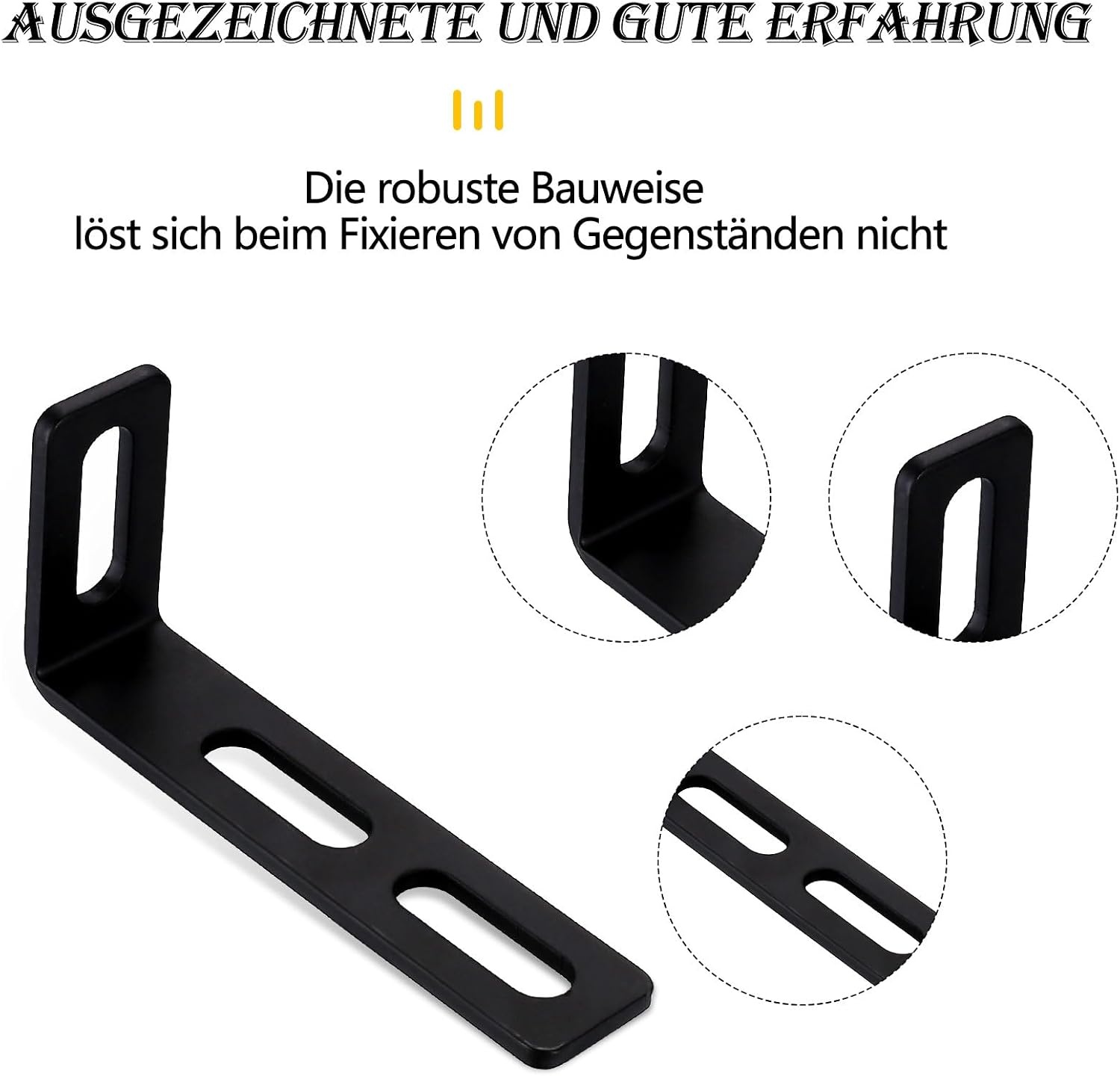 Verstelbare hoekhouder met 3 lange sleuven, 6 stuks L-vormige zwart, 90 graden metalen hoekverbindingen, robuuste houders voor meubelmontage, 110 x 50 x 24 mm/3,5 mm dikte
