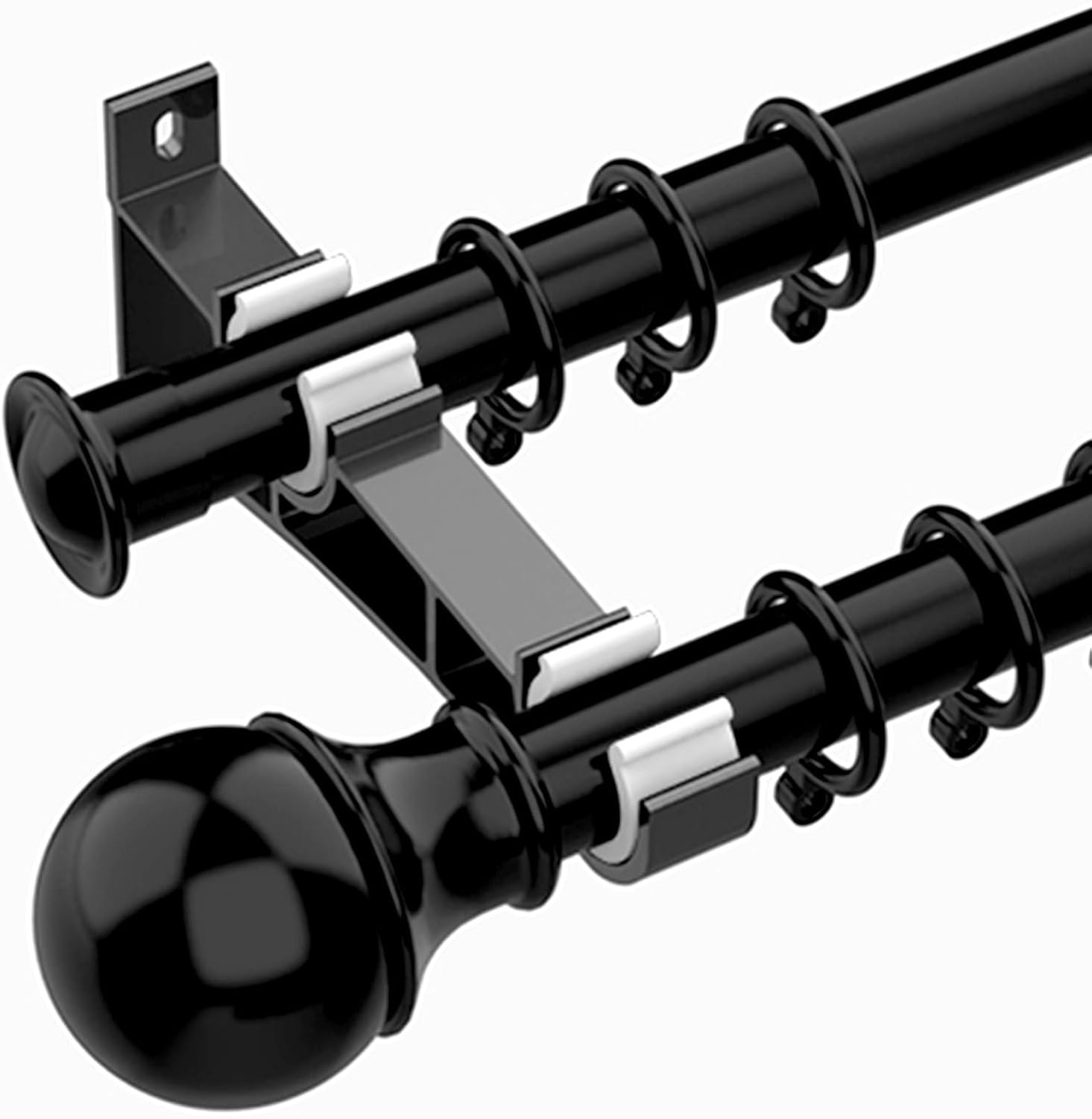 2 stuks gordijnstangbeugels, zwarte gordijnroedebeugels, zwaar belastbare metalen gordijnbeugels voor palen, gordijnroedehouders haken aluminiumlegering, gordijnrailbeugels voor 23 mm-33 mm