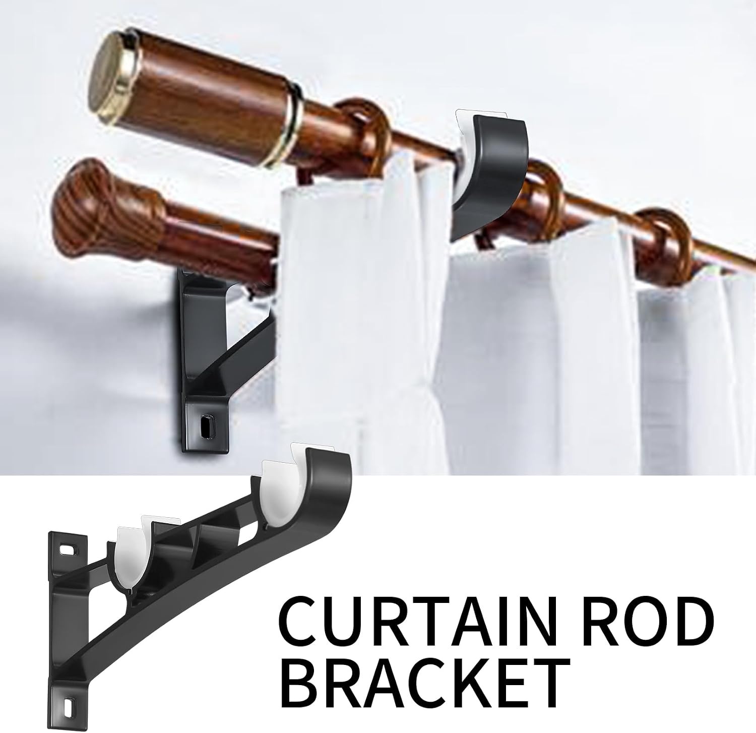 2 stuks gordijnstangbeugels, zwarte gordijnroedebeugels, zwaar belastbare metalen gordijnbeugels voor palen, gordijnroedehouders haken aluminiumlegering, gordijnrailbeugels voor 23 mm-33 mm