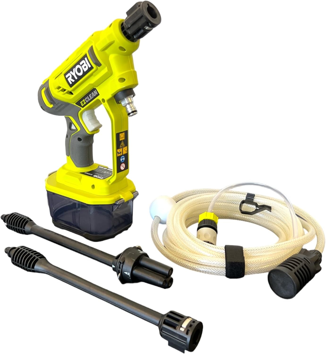 RYOBI RY18PW22A-0 Accu-middendrukreiniger, 18 V, 3-in-1 mondstuk, turbomondstuk voor moeilijke reinigingstoepassingen, 15°-waaierstraal voor algemene reiniging, zonder accu en oplader, geel