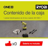 RYOBI RY18PW22A-0 Accu-middendrukreiniger, 18 V, 3-in-1 mondstuk, turbomondstuk voor moeilijke reinigingstoepassingen, 15°-waaierstraal voor algemene reiniging, zonder accu en oplader, geel