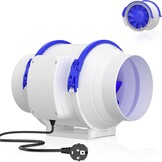 Hon&Guan Buisventilator, 100 mm, instelbaar met snelheidsregelaar, buisventilator, rookafzuiging met EU-stekker, badkamerventilator, rookafzuiging, ventilator voor kweektent, actief koolfilter