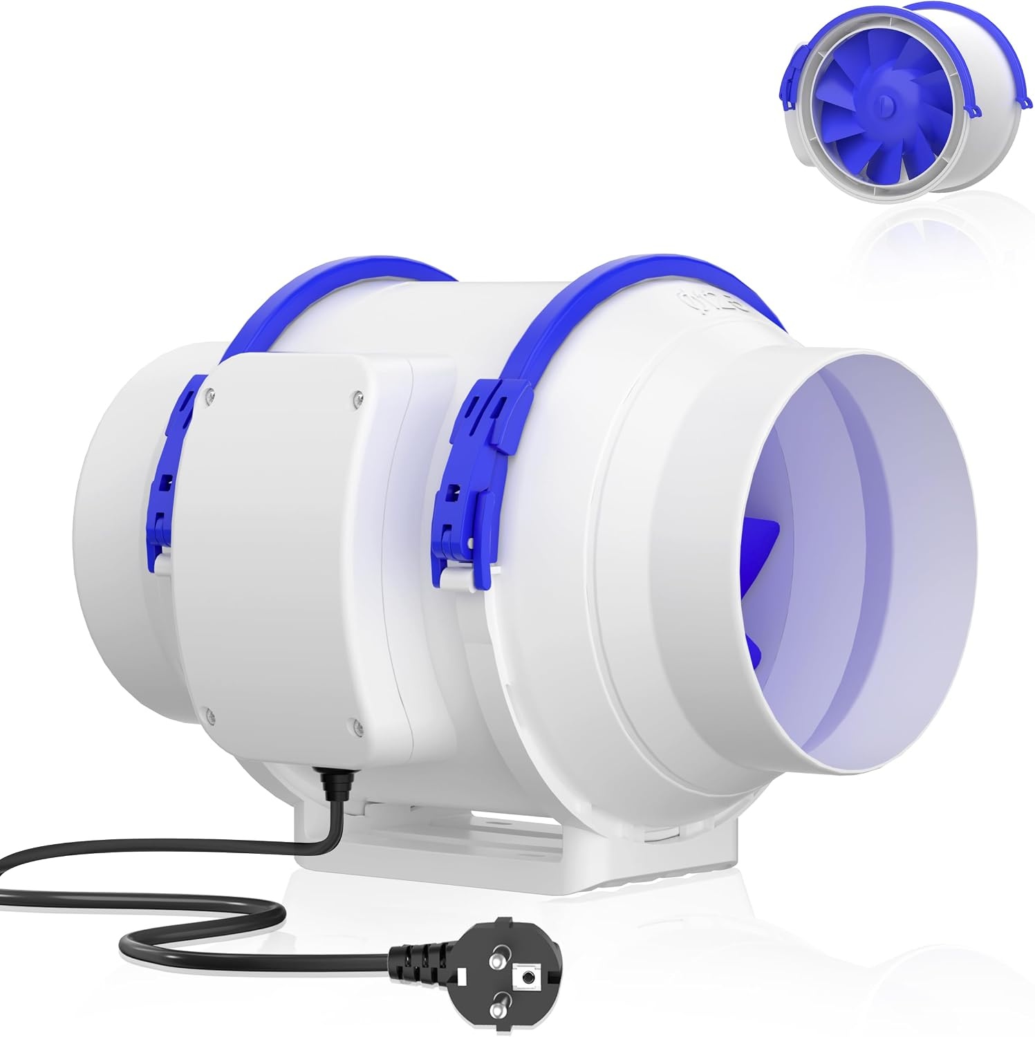 Hon&Guan Buisventilator, 100 mm, instelbaar met snelheidsregelaar, buisventilator, rookafzuiging met EU-stekker, badkamerventilator, rookafzuiging, ventilator voor kweektent, actief koolfilter