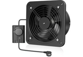 Afvoerventilator 250 mm Zwart - 1680 m³/uur met Toerentalregeling & Jaloezieklep - 34% Korting