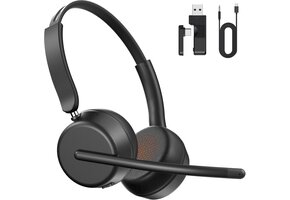 Draadloze Headset met Microfoon - PC/Kantoor/Zoom - Bluetooth 5.3 - 33% Korting