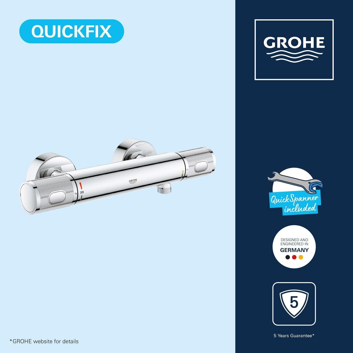 GROHE Precision Feel Thermostatische Douchemengkraan 313 x 80 mm - Chroom