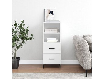 vidaXL Dressoir 34,5x34x90 cm bewerkt hout hoogglans wit