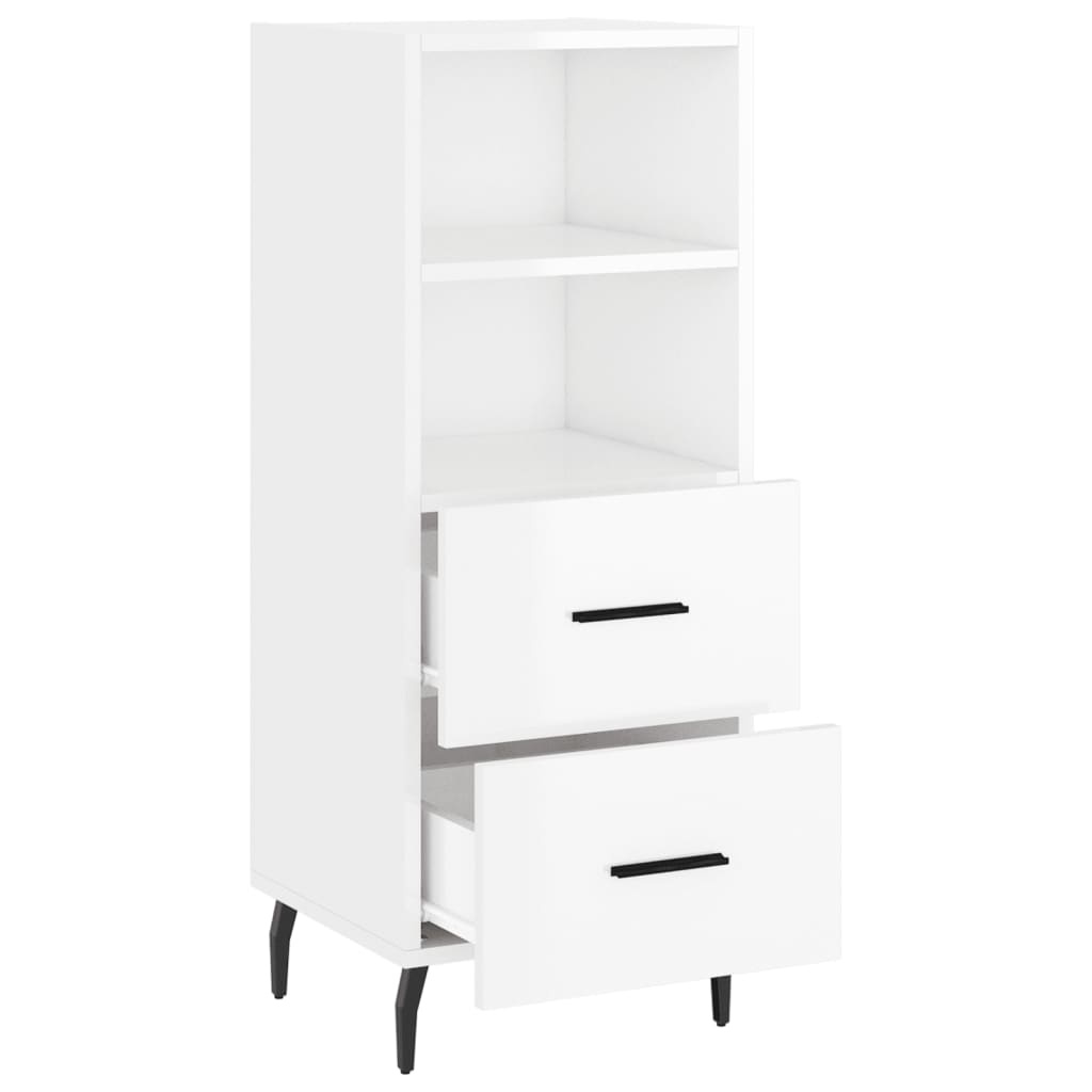 vidaXL Dressoir 34,5x34x90 cm bewerkt hout hoogglans wit