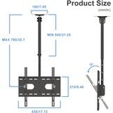 suptek TV Plafondbeugel voor 26-65 inch Schermen, In hoogte verstelbaar 54-78cm, Kantelbaar en Draaibaar, Belasting 45kg, VESA 400x400mm, Geschikt voor Schuin Plafond, MC4602 - Maat 26-49"