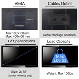 suptek TV Plafondbeugel voor 26-65 inch Schermen, In hoogte verstelbaar 54-78cm, Kantelbaar en Draaibaar, Belasting 45kg, VESA 400x400mm, Geschikt voor Schuin Plafond, MC4602 - Maat 26-49"