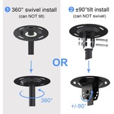 suptek TV Plafondbeugel voor 26-65 inch Schermen, In hoogte verstelbaar 54-78cm, Kantelbaar en Draaibaar, Belasting 45kg, VESA 400x400mm, Geschikt voor Schuin Plafond, MC4602 - Maat 26-49"