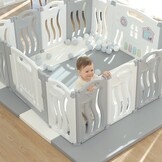 Gupamiga Baby Box met Tekenbord - Opvouwbaar - 150 x 155 cm - Wit/Grijs