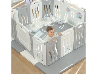 Gupamiga Baby Box met Tekenbord - Opvouwbaar - 150 x 155 cm - Wit/Grijs