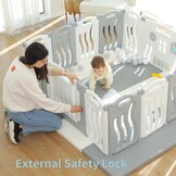 Gupamiga Baby Box met Tekenbord - Opvouwbaar - 150 x 155 cm - Wit/Grijs