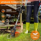 Accu-grastrimmer met accu en oplader, 3-in-1 elektrische accu bosmaaier en grastrimmer gazon met 2 x 4,0 Ah accu en metalen mes, accu-bosmaaier voor maaien en tuin