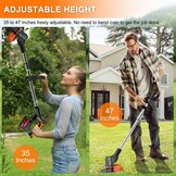 Accu-grastrimmer met accu en oplader, 3-in-1 elektrische accu bosmaaier en grastrimmer gazon met 2 x 4,0 Ah accu en metalen mes, accu-bosmaaier voor maaien en tuin