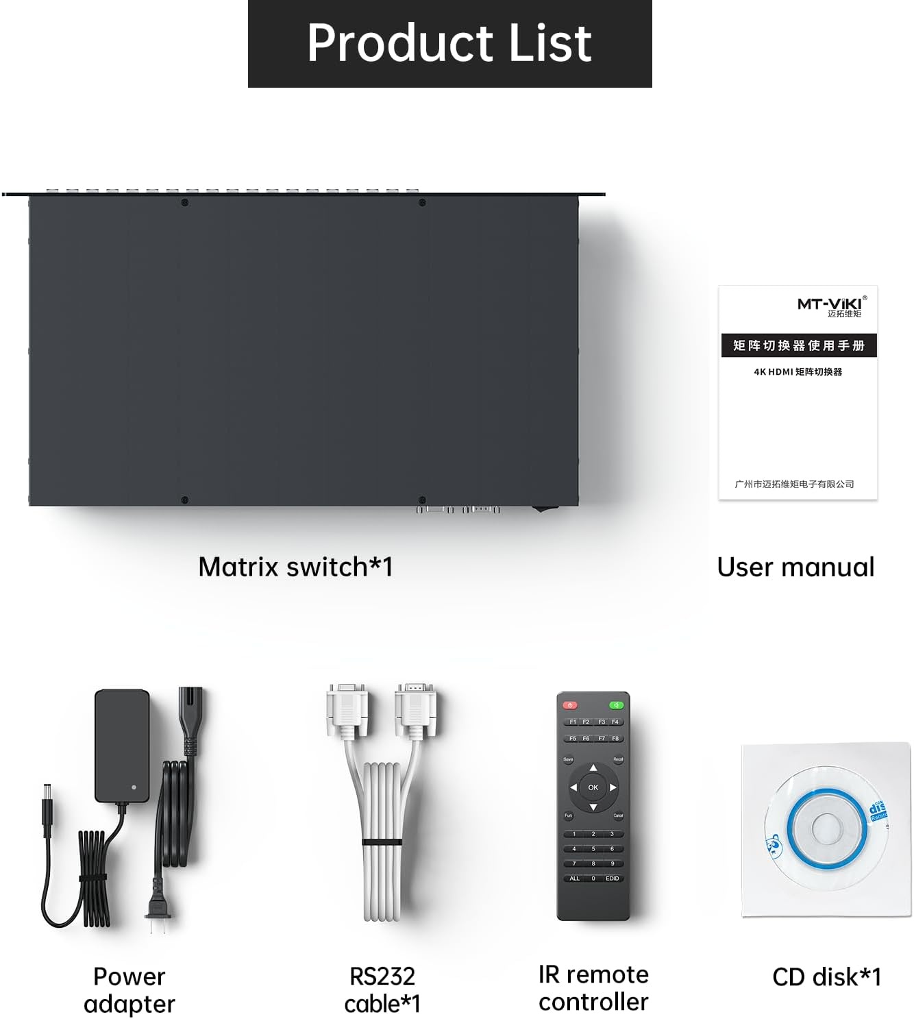 MT-VIKI 16 x 16 HDMI-matrixschakelaar met 3,5 mm stereo audio-extractor + webgrafische interface, schakelaar en splitter, 4K @ 30 Hz, EDID, RS232, LAN-poort, app