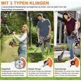 Accu-grastrimmer met accu en oplader, 3-in-1 elektrische accu, motorsense- en grastrimmer, gazon met 2 x 4,0 Ah accu, metalen messen en telescoopstang, accu-bosmaaier voor maaien en tuin (zwart)