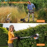 Accu-grastrimmer met accu en oplader, 3-in-1 elektrische accu, motorsense- en grastrimmer, gazon met 2 x 4,0 Ah accu, metalen messen en telescoopstang, accu-bosmaaier voor maaien en tuin (zwart)