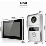 Video-intercom Deurbel met Camera, Videofoon, 7 inch touchscreen, Nachtzicht, Ontgrendeling op afstand, tweerichtingsintercom voor villa met 1 camera en 2 monitoren