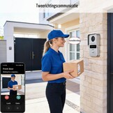 Video-intercom Deurbel met Camera, Videofoon, 7 inch touchscreen, Nachtzicht, Ontgrendeling op afstand, tweerichtingsintercom voor villa met 1 camera en 2 monitoren