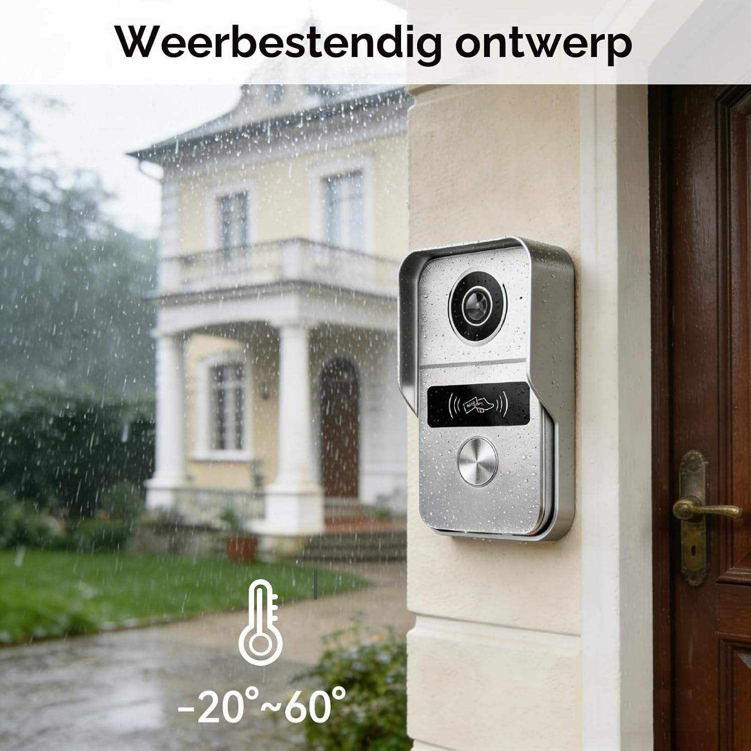 Video-intercom Deurbel met Camera, Videofoon, 7 inch touchscreen, Nachtzicht, Ontgrendeling op afstand, tweerichtingsintercom voor villa met 1 camera en 2 monitoren