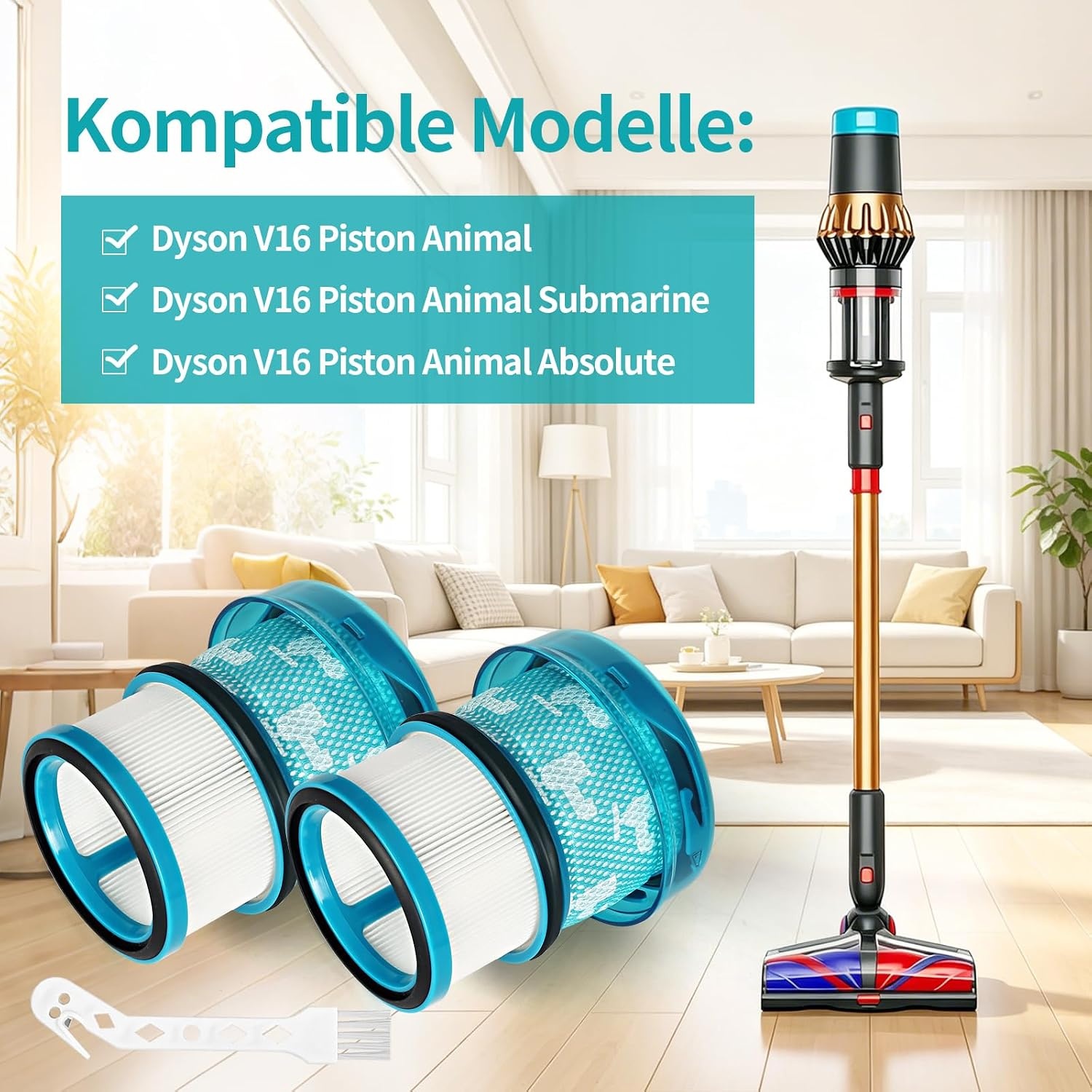 2 filters voor Dyson V16 Piston Animal en Piston Animal Submarine DS60 reiniger