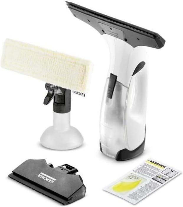 Kärcher accu-raamstofzuiger WV 2 Plus N, batterijduur: 35 min, LED-laadstatusindicator, 2 zuigmonden, spuitfles met microvezelafdekking, 20 ml raamreinigerconcentraat
