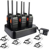 Retevis RT24V Freenet walkietalkie set, professionele PMR-walkietalkie met headset, 6-weg oplader, 6 kanalen voor beveiliging, politie, evenement (6 stuks, zwart)