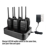 Retevis RT24V Freenet walkietalkie set, professionele PMR-walkietalkie met headset, 6-weg oplader, 6 kanalen voor beveiliging, politie, evenement (6 stuks, zwart)