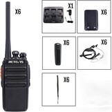 Retevis RT24V Freenet walkietalkie set, professionele PMR-walkietalkie met headset, 6-weg oplader, 6 kanalen voor beveiliging, politie, evenement (6 stuks, zwart)