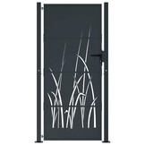 vidaXL Poort 105x180 cm met grasontwerp staal antracietkleurig