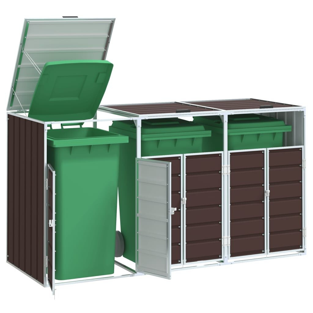 vidaXL Containerberging voor 3 containers 216x81x115 cm staal bruin