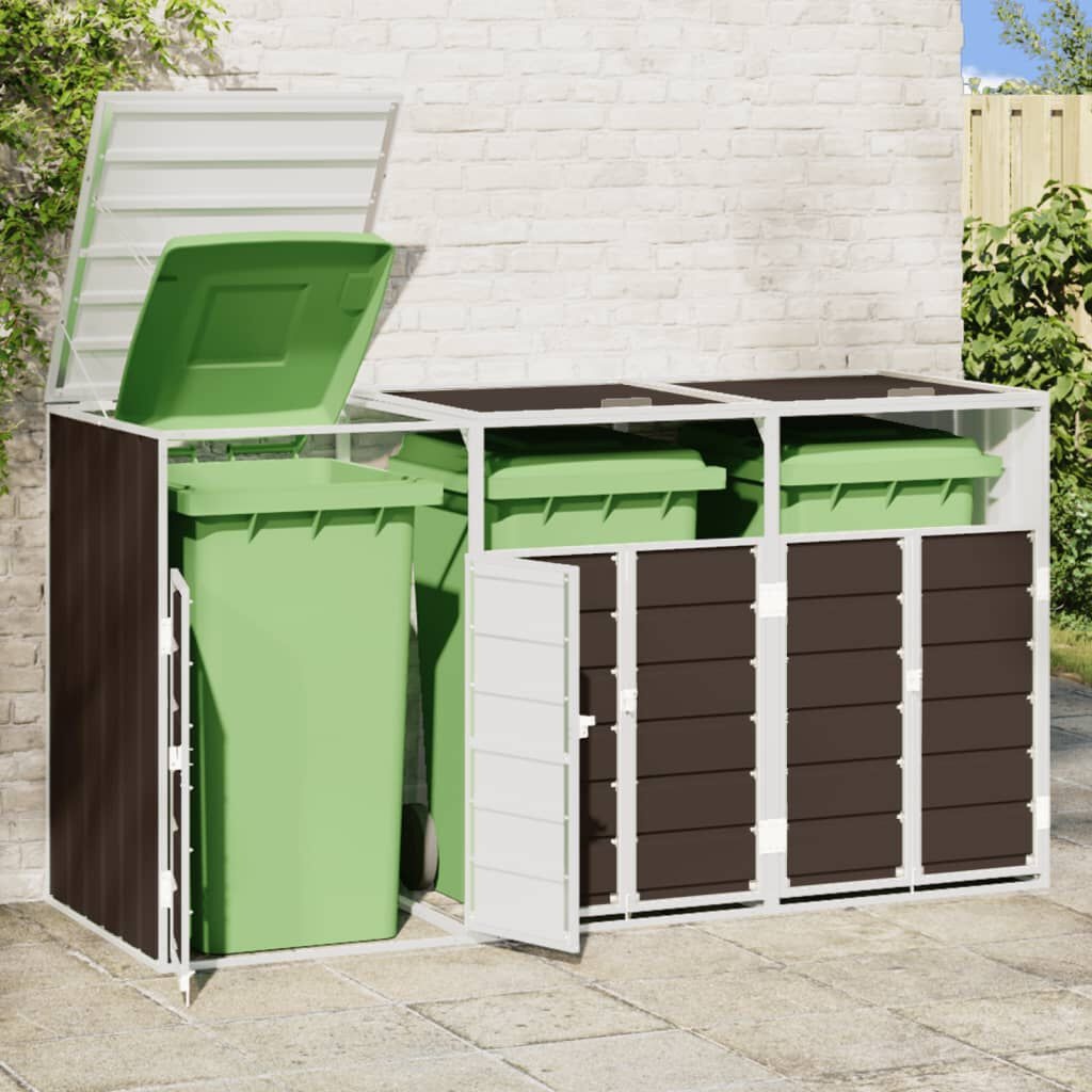 vidaXL Containerberging voor 3 containers 216x81x115 cm staal bruin