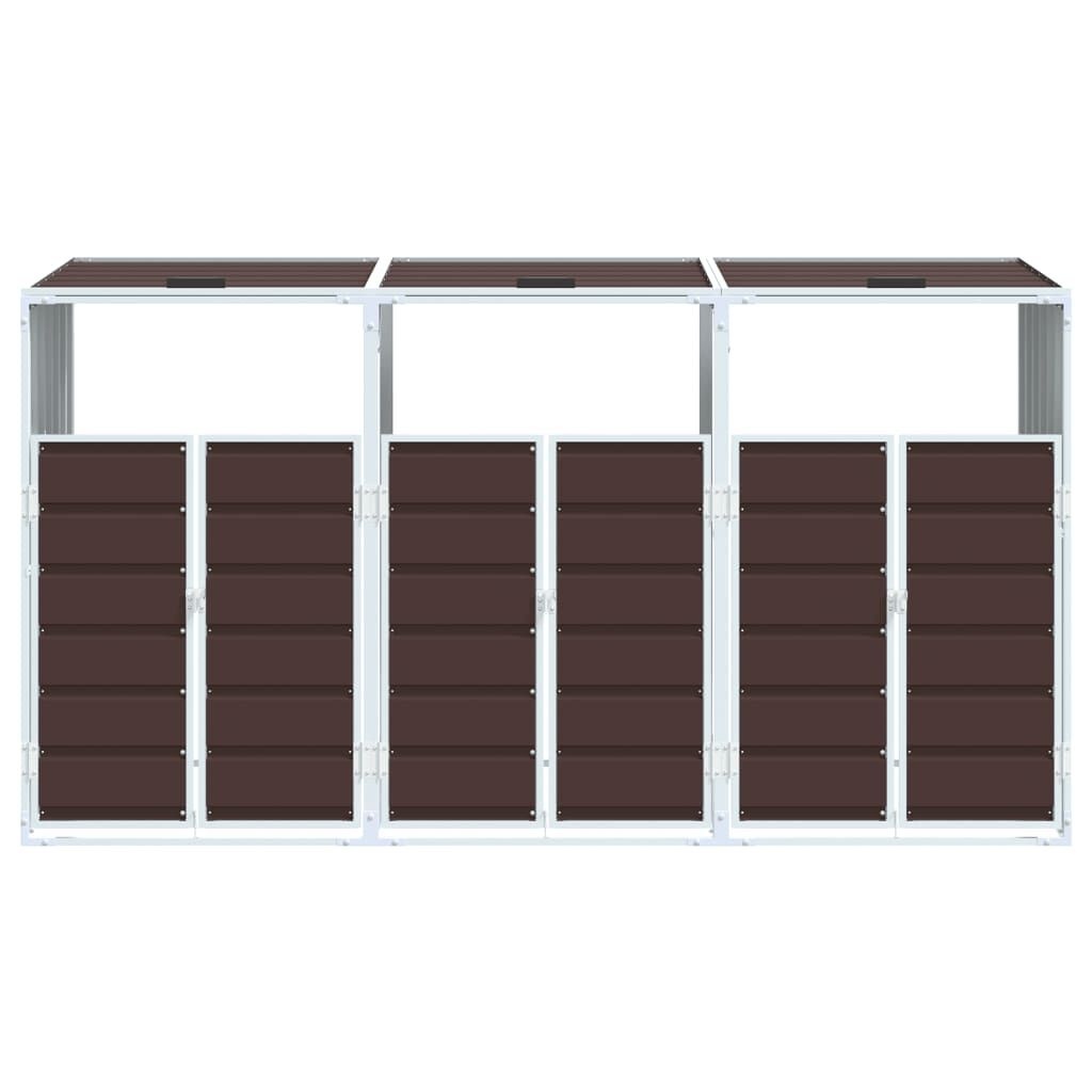 vidaXL Containerberging voor 3 containers 216x81x115 cm staal bruin