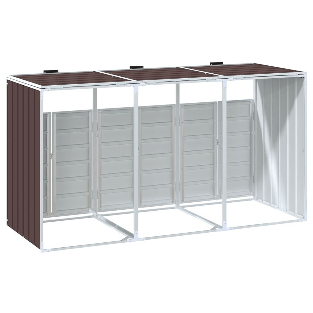 vidaXL Containerberging voor 3 containers 216x81x115 cm staal bruin